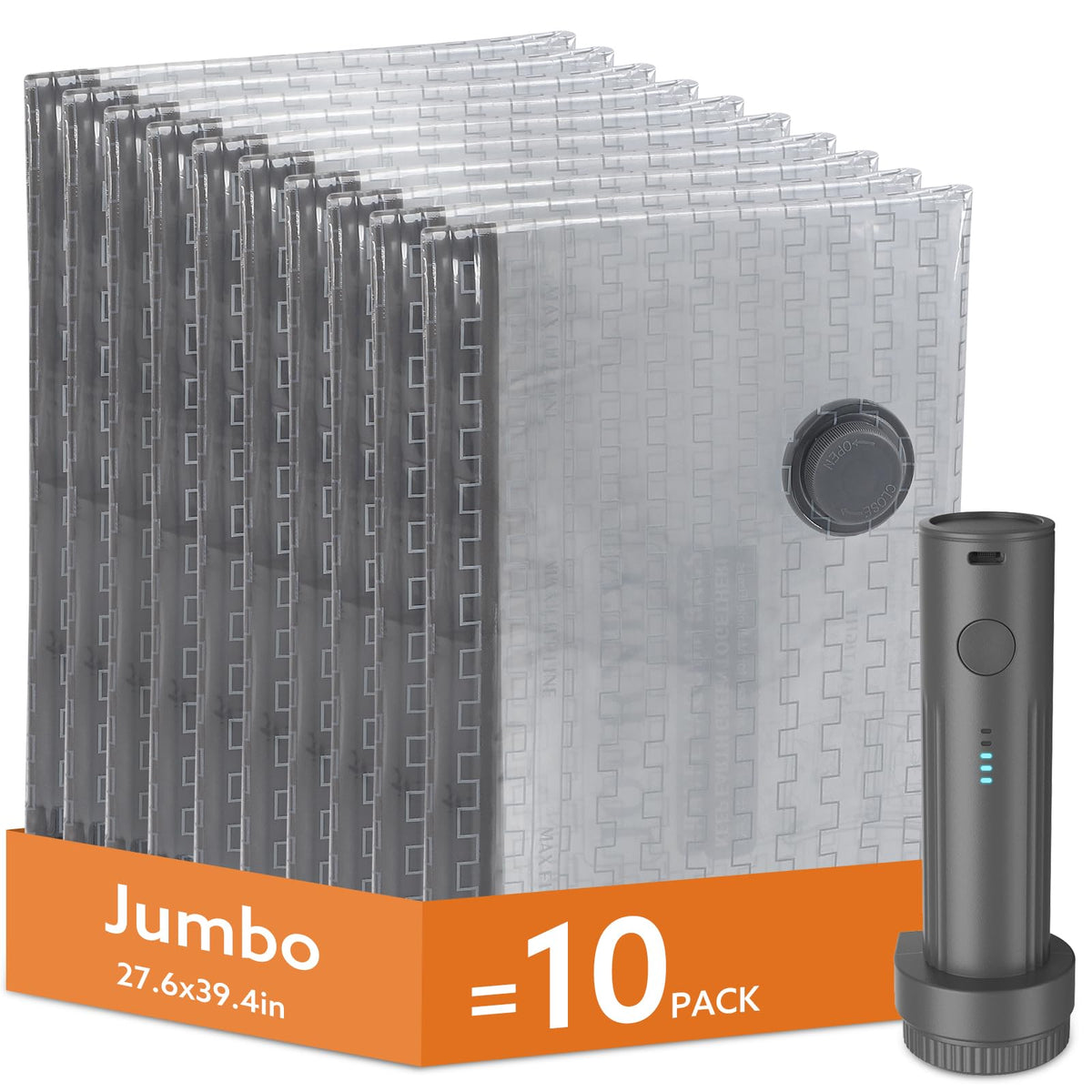 Apoaa vacuum bags jumbo with wireless pump ready to save space during travel.