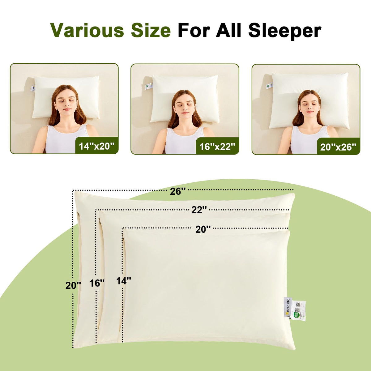 APOBUY buckwheat pillow dual-layer cover highlights easy care.