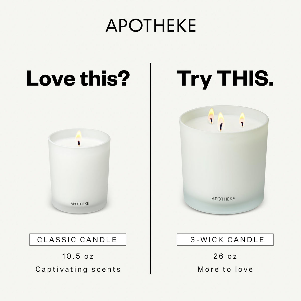 APOTHEKE Charcoal soy wax provides clean burn and consistent fragrance.