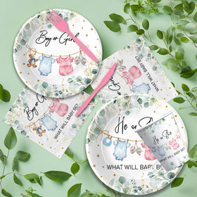 APOWBLS greenery decor with baby clothes theme for elegant party setup