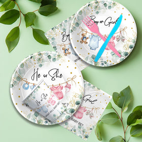APOWBLS paper cups featuring greenery and baby clothes theme for beverages