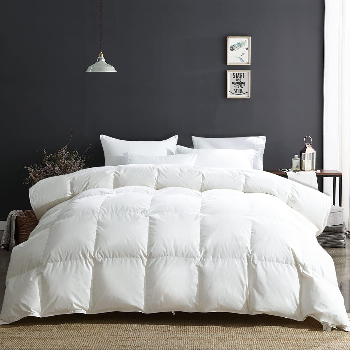 APSMILE king-size luxury down fiber comforter front view shows soft warmth for year-round sleep