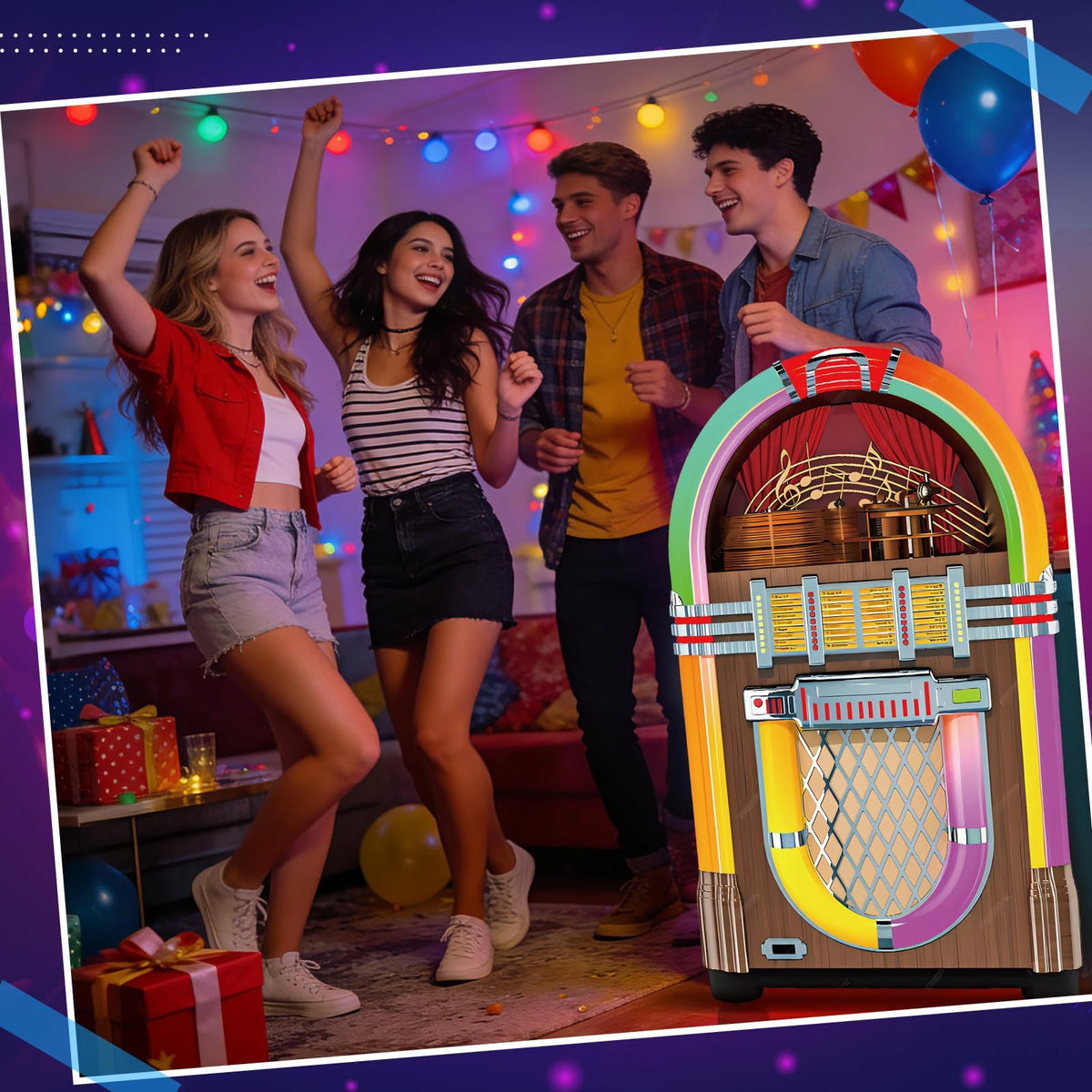 APUDWN 50s jukebox cutout packaging and quick-assembly features