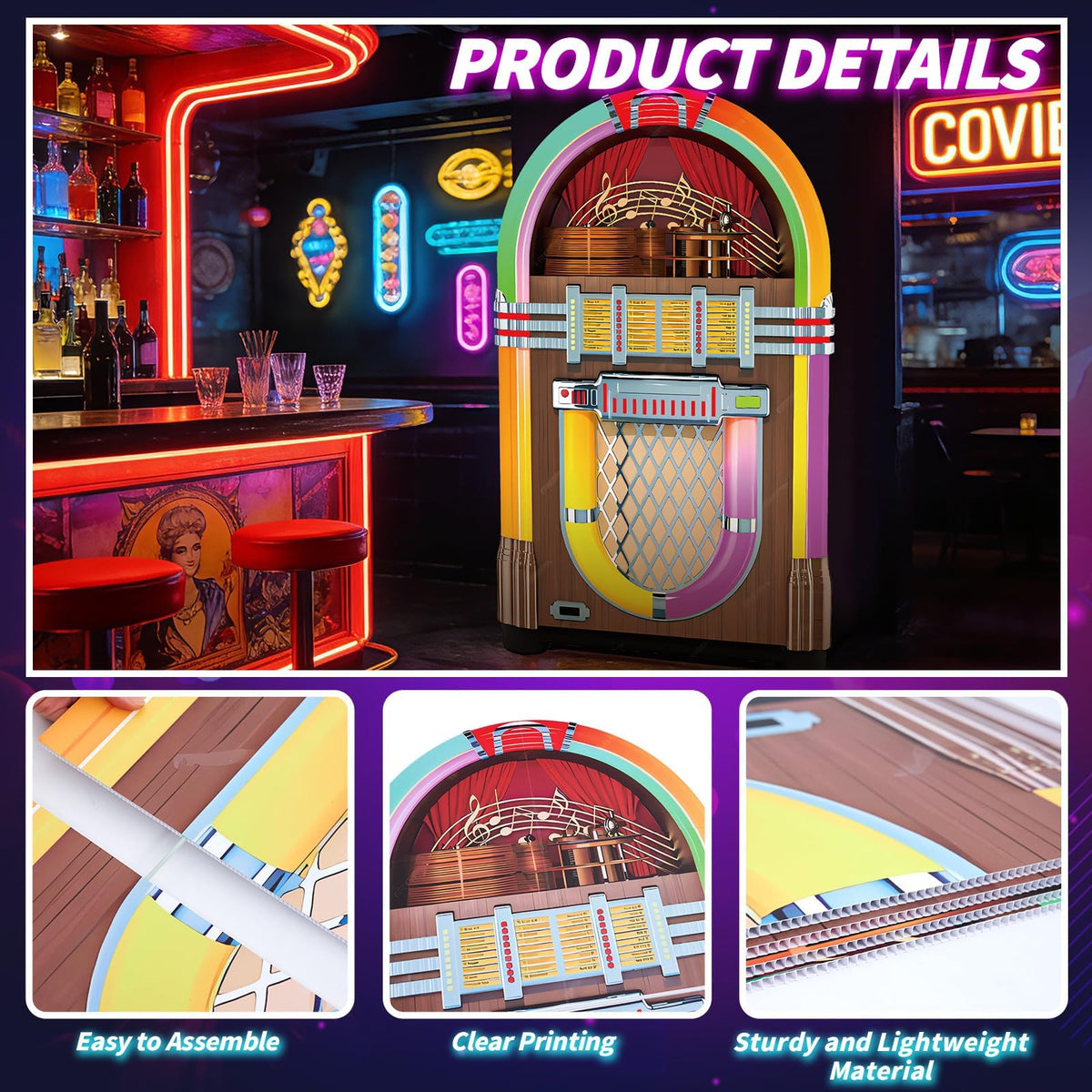 APUDWN 50s jukebox cutout close-up colorful design evokes nostalgia