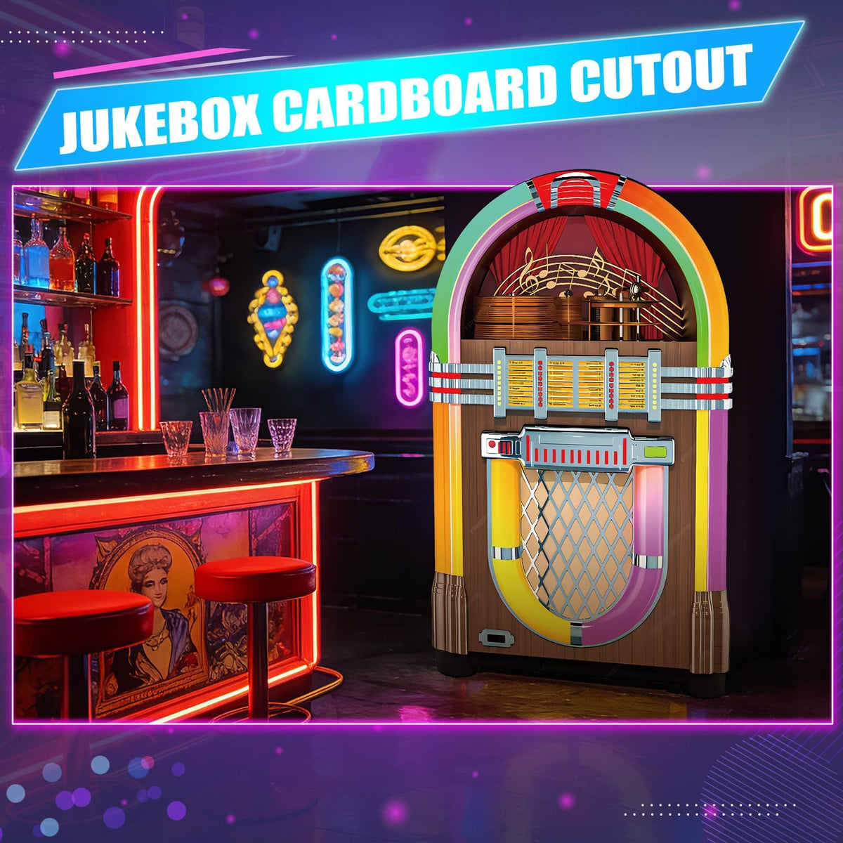 APUDWN 50s jukebox cutout dining room setup boosts retro vibes