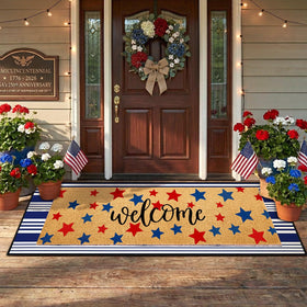 APUDWN oversized top mat and blue stripe rug for wide entryways.