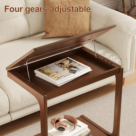 AQIMUELE adjustable desktop demonstrates versatile use for meals or laptop