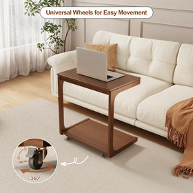 AQIMUELE walnut end table keeps essentials within arm's reach