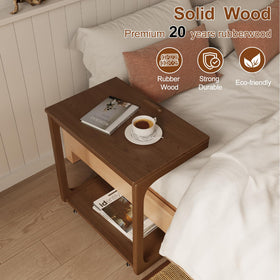 AQIMUELE living room setup with walnut end table