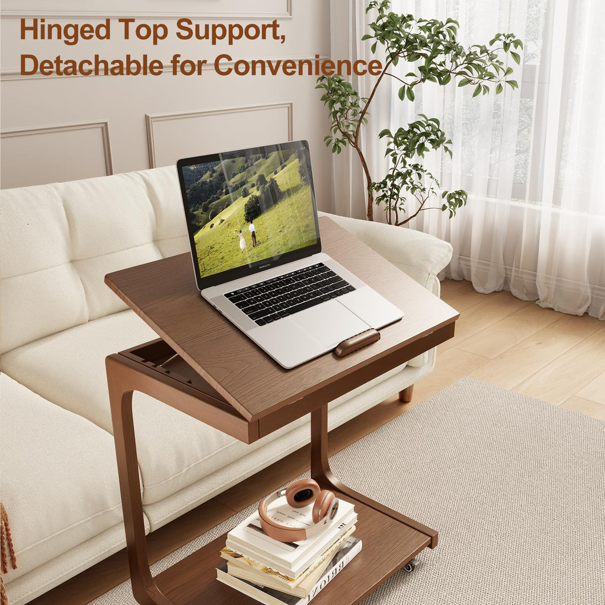 AQIMUELE rolling side table with wheels glides across floors