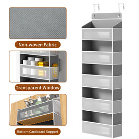 AQOOA Over The Door Organizer showing side mesh pockets for quick access.
