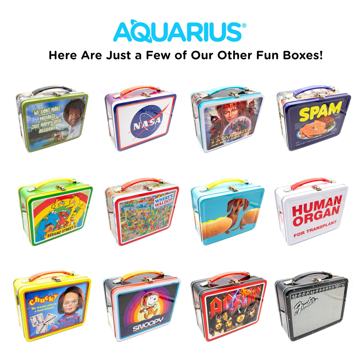 Aquarius Snoopy tin ideal for collectible-display on shelves or desks.