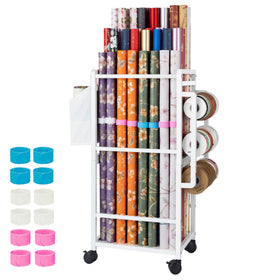 Aquzee gift-wrapping organizer cart front view demonstrates easy mobility and organized storage.