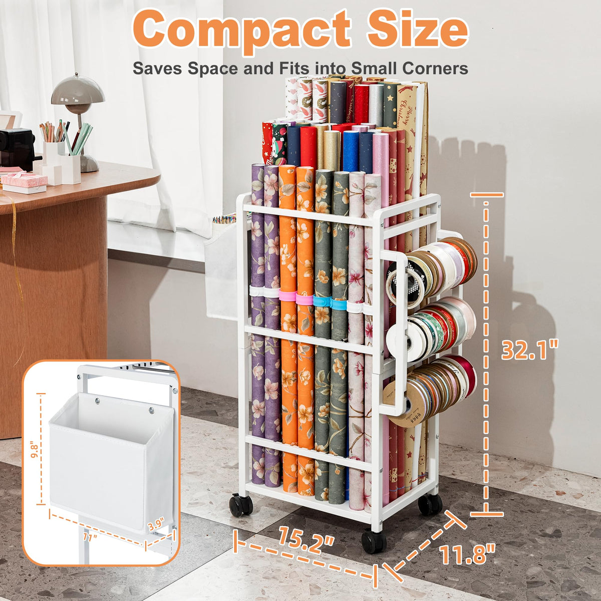 Aquzee ribbon-ladder storage keeps ribbons tidy and within reach.