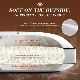 AQUZIN three-chamber fill pillow maintains loft and fluff over time.