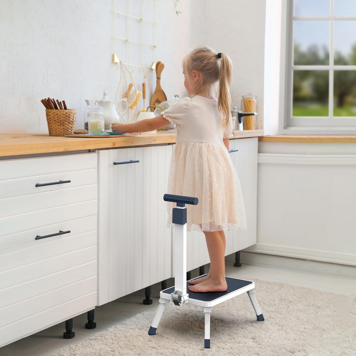Aratan folding step stool in bathroom use scenario