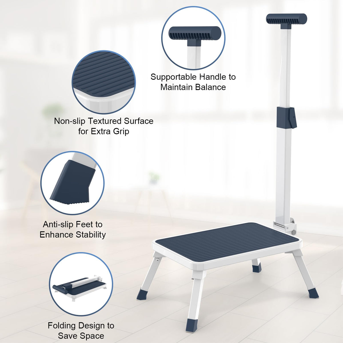 Aratan folding step stool with non slip platform for safety