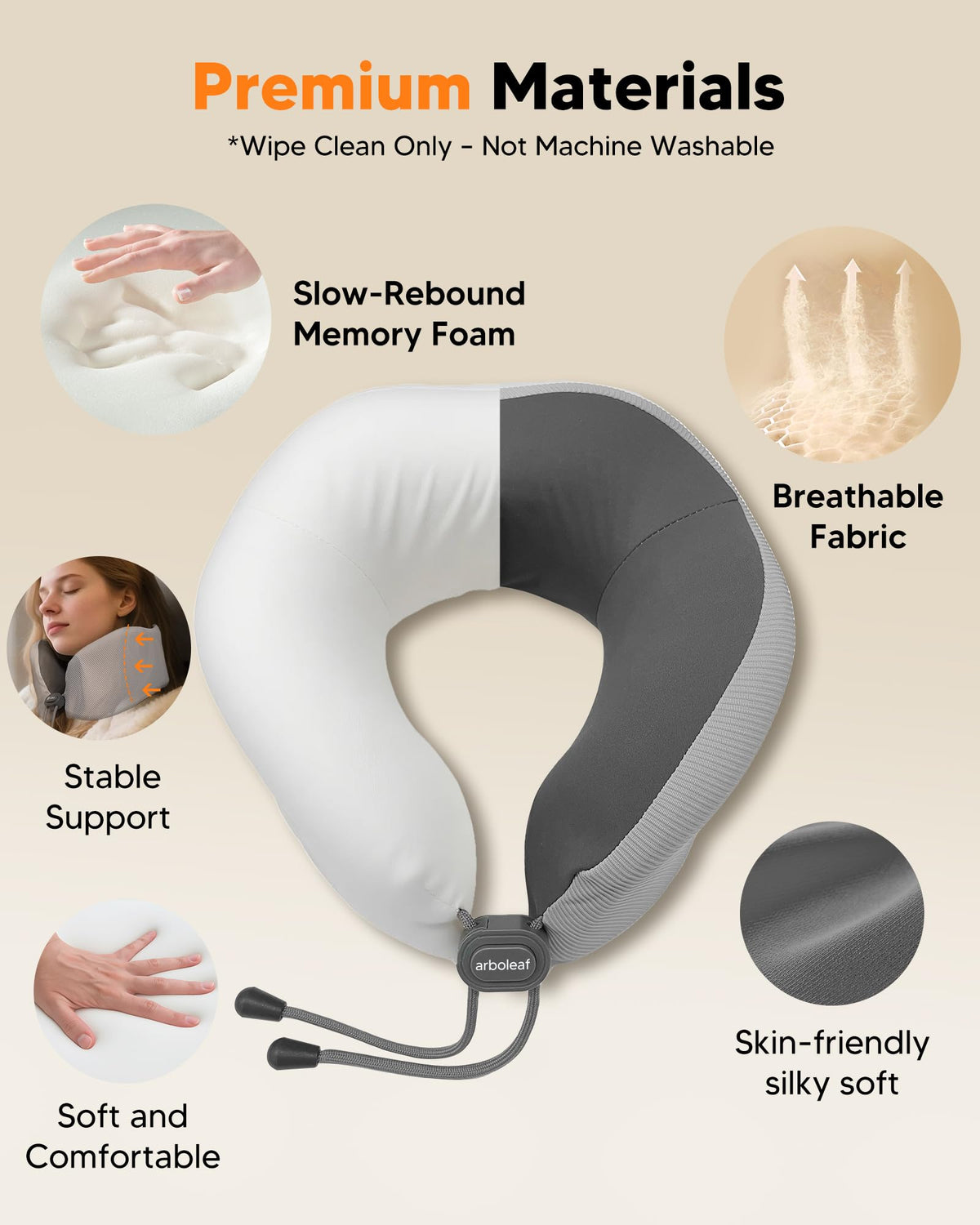 arboleaf neck pillow on-flight setup illustrating compact travel companion