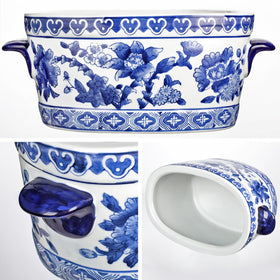 Arborus pairable blue-white planters in a set, create layered decor for entryways or tabletops.