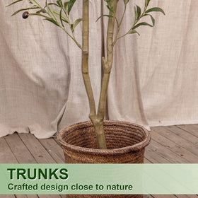 Arborvigro artificial olive tree demonstrates easy 3-minute assembly.