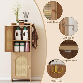 Arbuxzuy Rattan cabinet adjustable shelves illustrating flexible organization