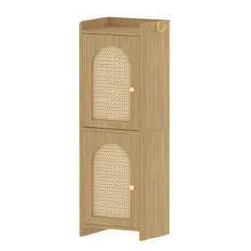 Arbuxzuy Rattan cabinet with hooks providing extra hanging space