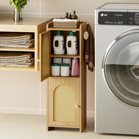 Arbuxzuy Rattan cabinet in daily use reveals easy access and tidy surfaces