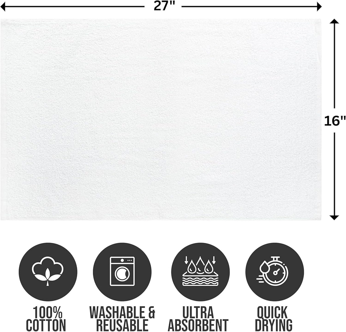 ARC HOME highly absorbent, quick-dry towels in white for fast moisture removal.