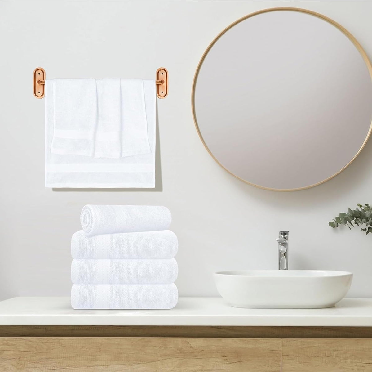 ARC HOME machine-washable towels in white for easy, quick-clean maintenance.