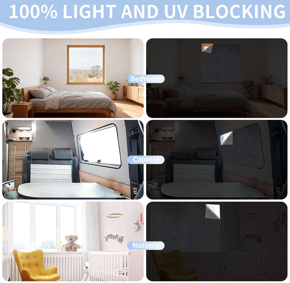 Arciveberg RV travel shade offers portable darkness.