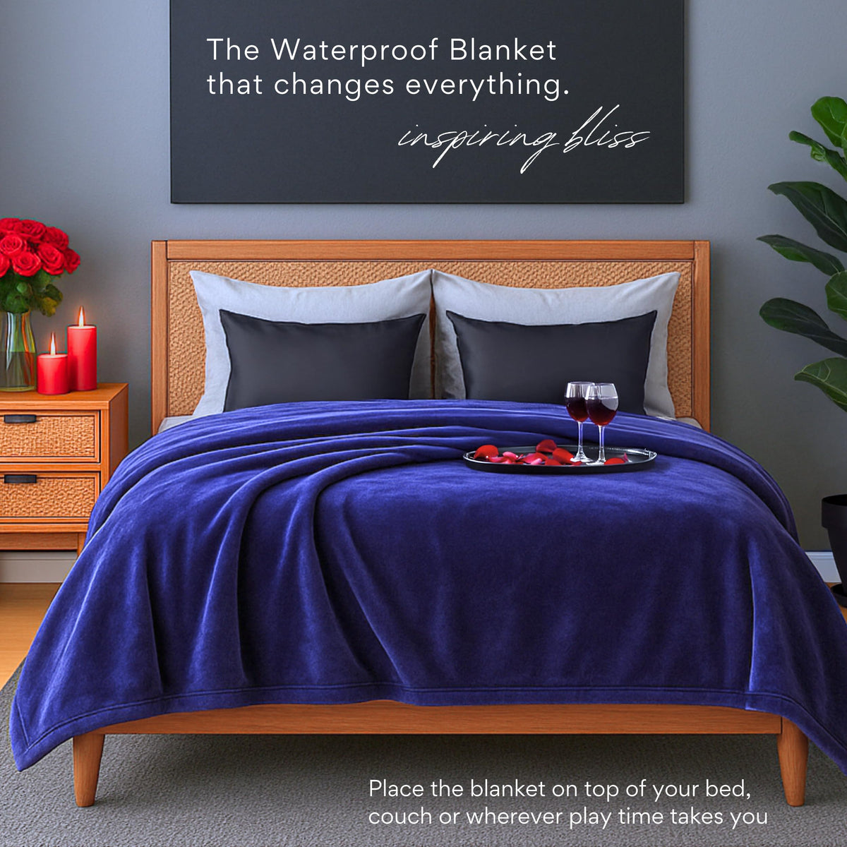 ARDORI waterproof blanket protecting bed from spills with plush fleece layer