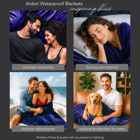 ARDORI indigo king blanket used as bed protector or couch cover