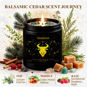 Aredenua Taurus candle in premium black gift box, ready to give.