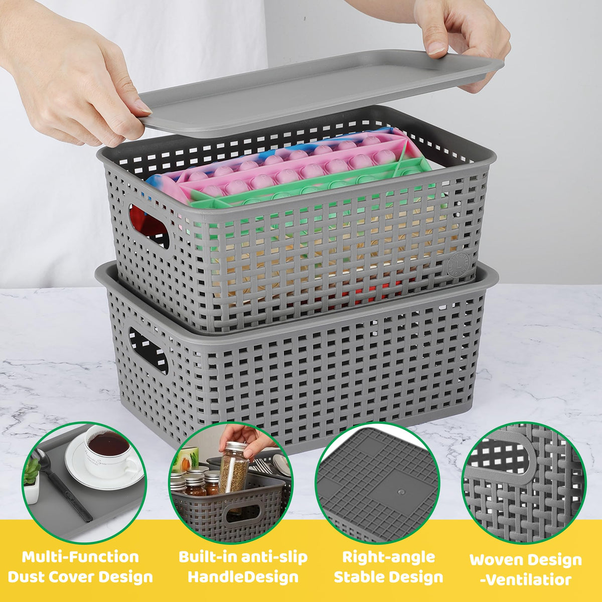 AREYZIN bins under bed provide compact storage for seasonal items.