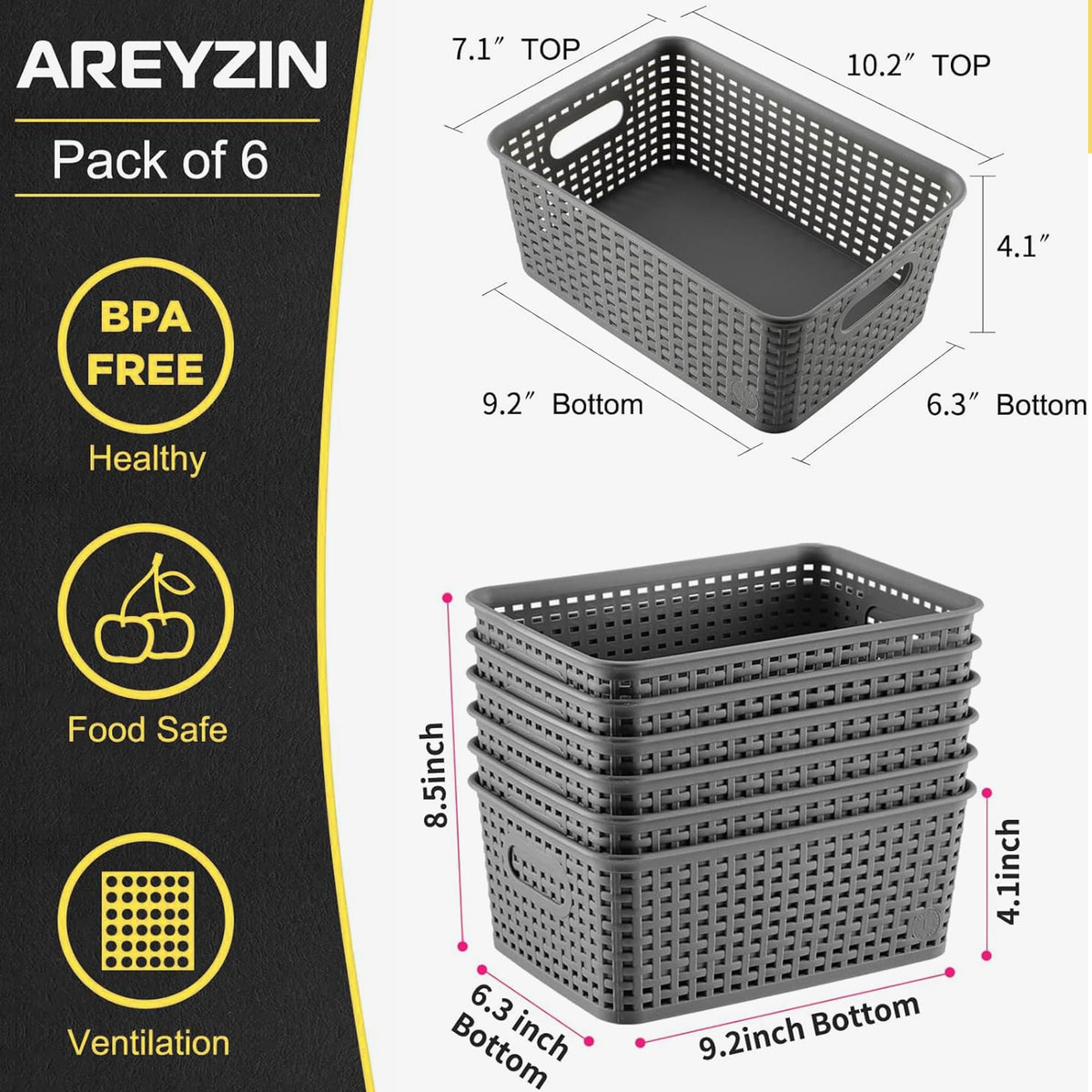 AREYZIN storage bins in a drawer setup organize small items quickly.
