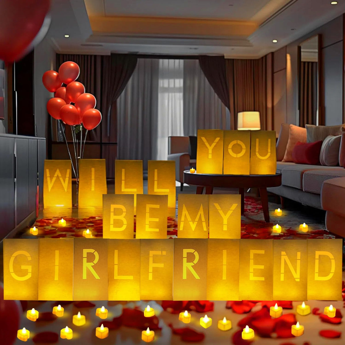 ARIKJ Will You Be My Girlfriend complete romantic decor kit for memorable nights