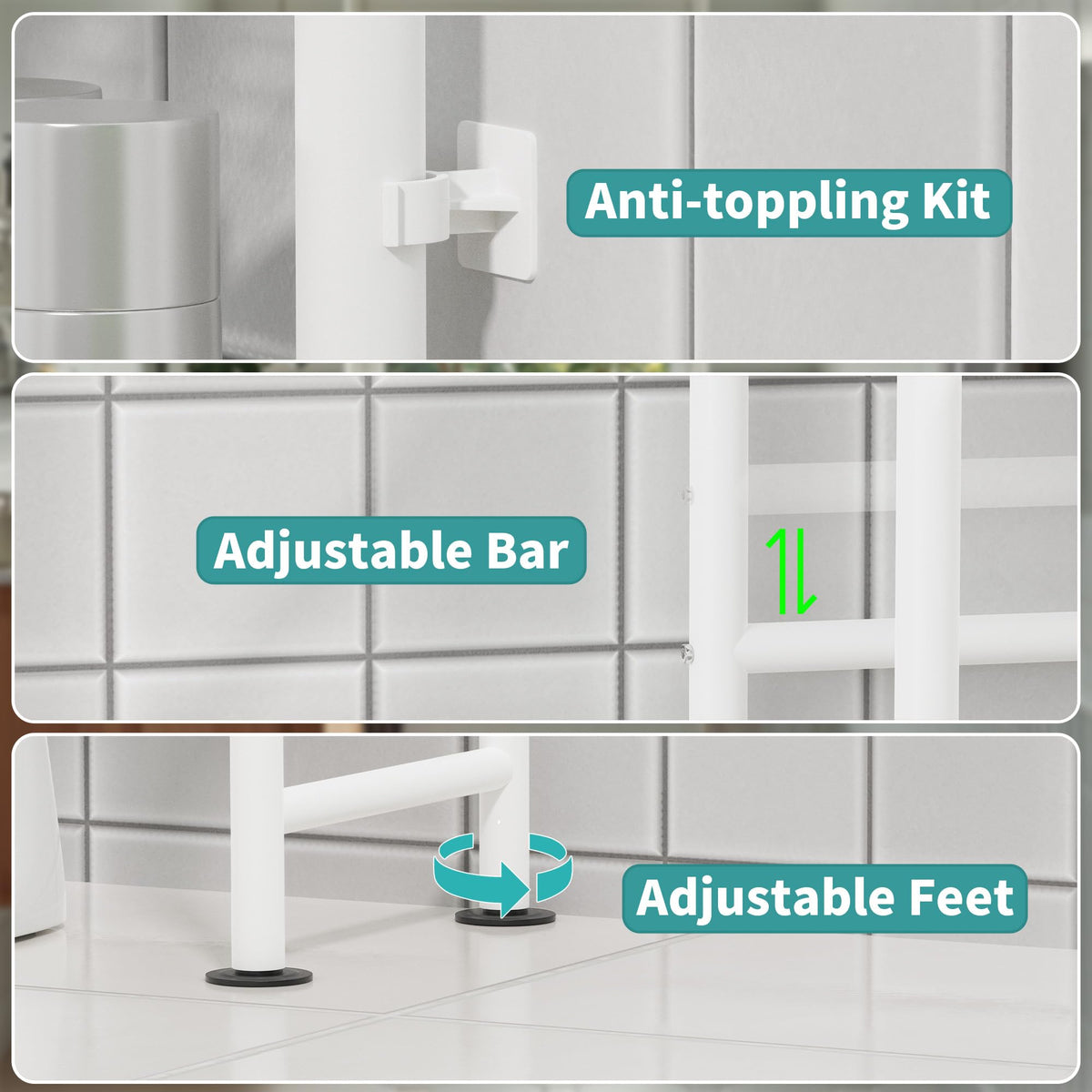 AriseWork included leveling feet and anti-tip kits for stability.