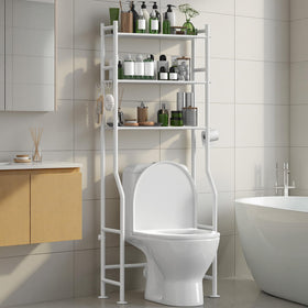 AriseWork 3-Tier Toilet storage tower, white, space-saving bathroom organizer.