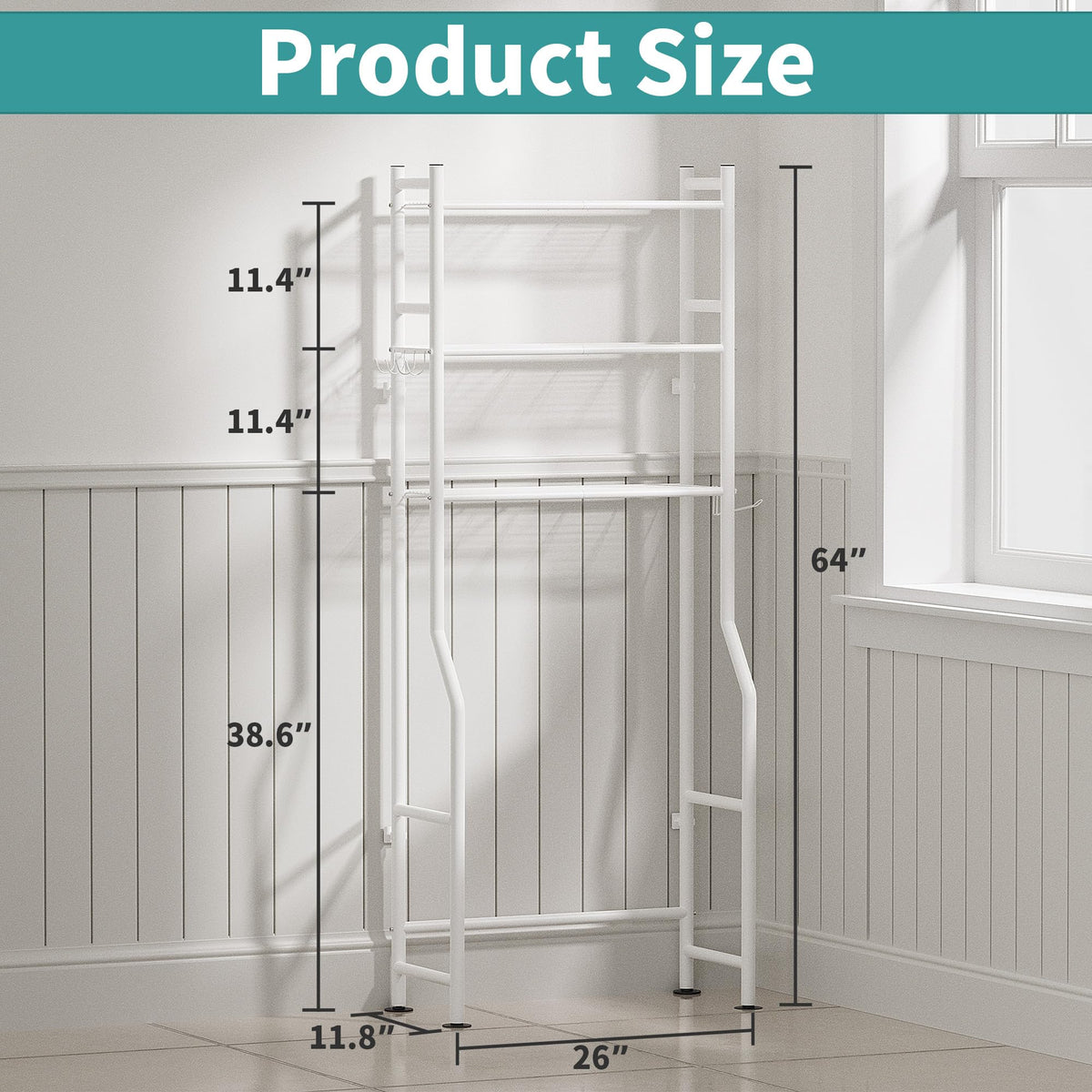 AriseWork toilet storage with side paper holder for easy roll access.