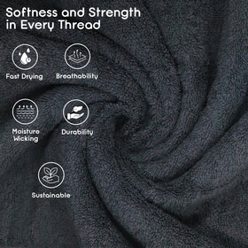 Ariv grey towels with clear care instructions, machine washable for easy upkeep.