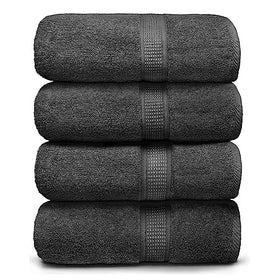Ariv bath towel set in grey, large 30x52 inches for full-body coverage.