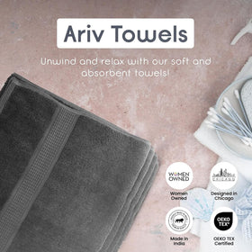 Ariv towels draped in a bathroom scene, offering spa-like luxury.