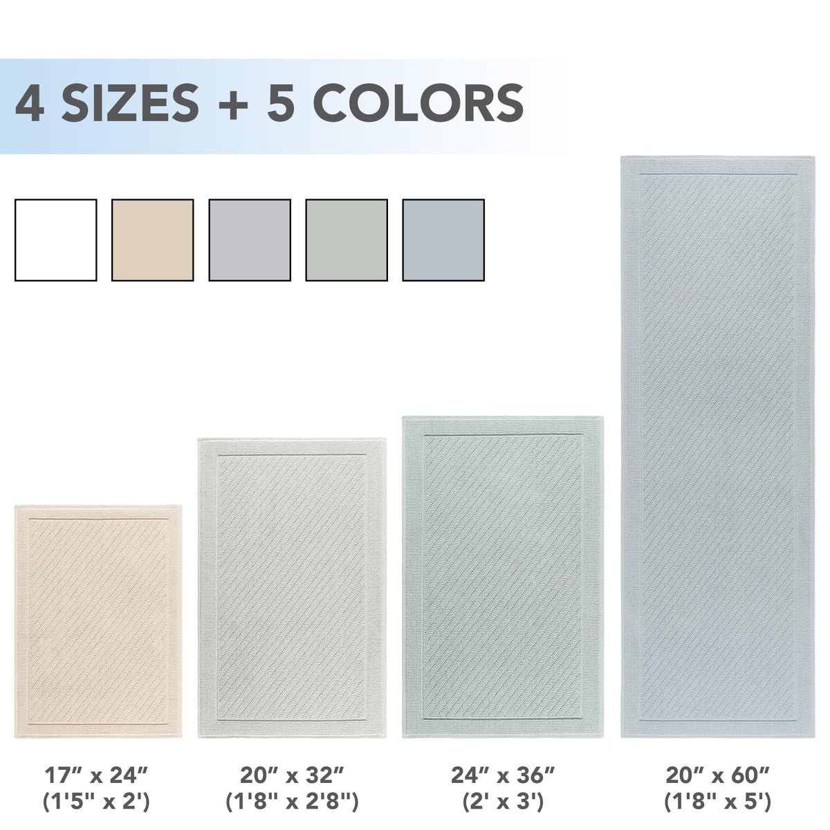 Arkwright 20x32 white bath rug fits standard shower and tub spaces.