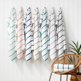 Packaging display of Arkwright Las Rayas striped towels, ready for gifting