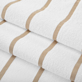 Close-up weave of Arkwright Las Rayas striped towel showing plush cotton texture