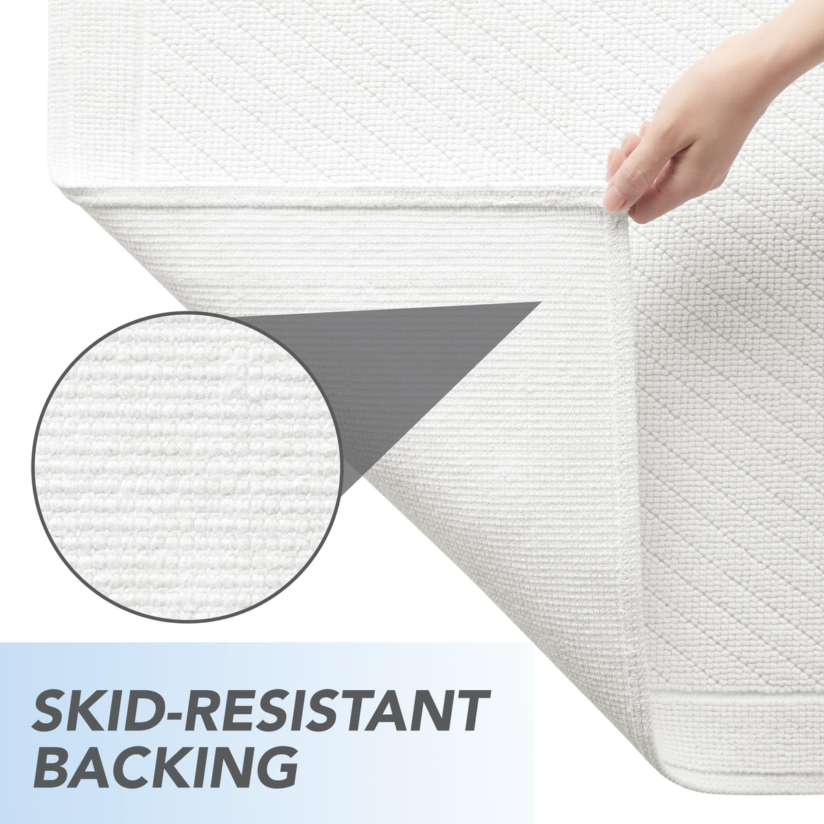 Arkwright rug back features slip-resistant backing for safer wet floors.