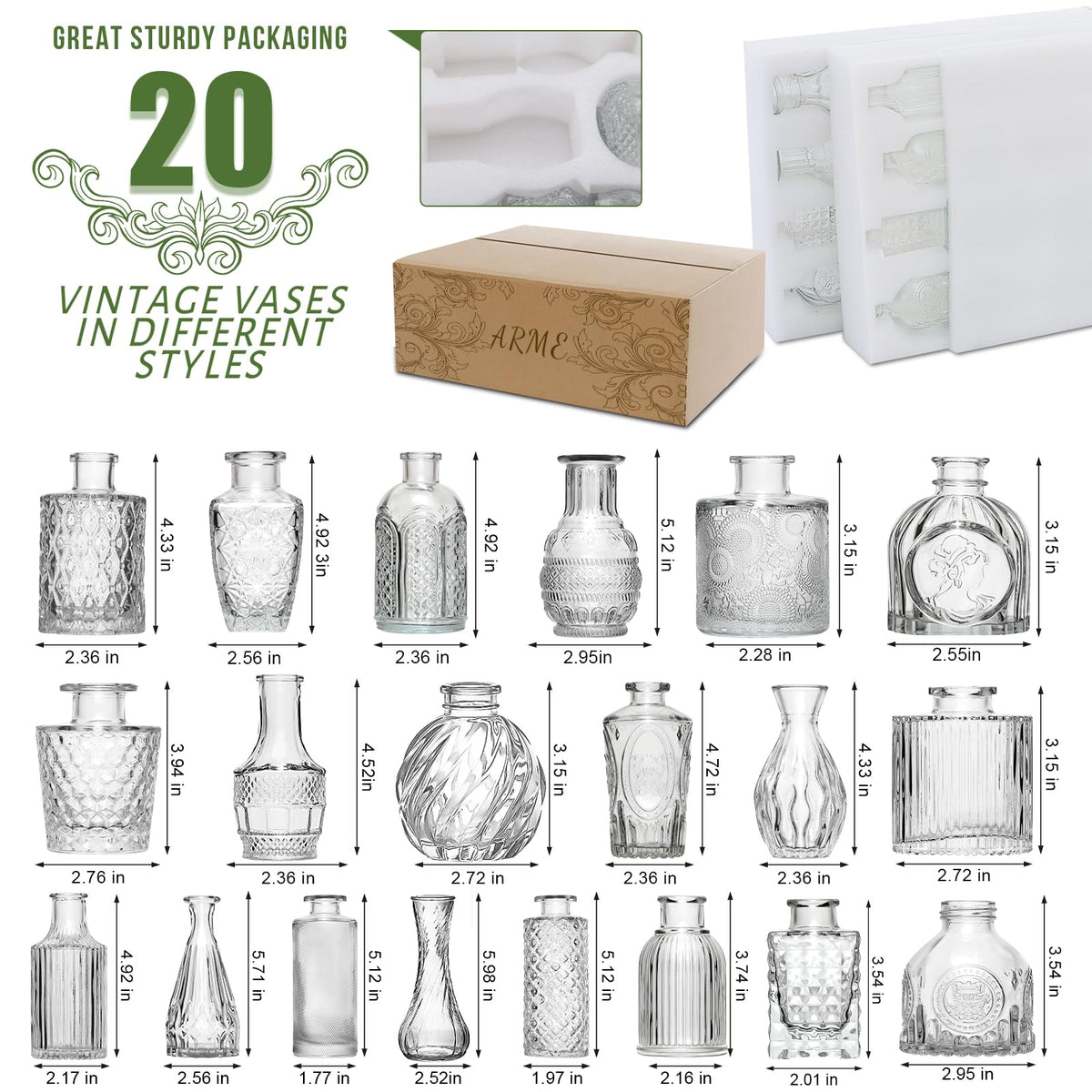 Arme vintage glass vase surface pattern adds texture to decor