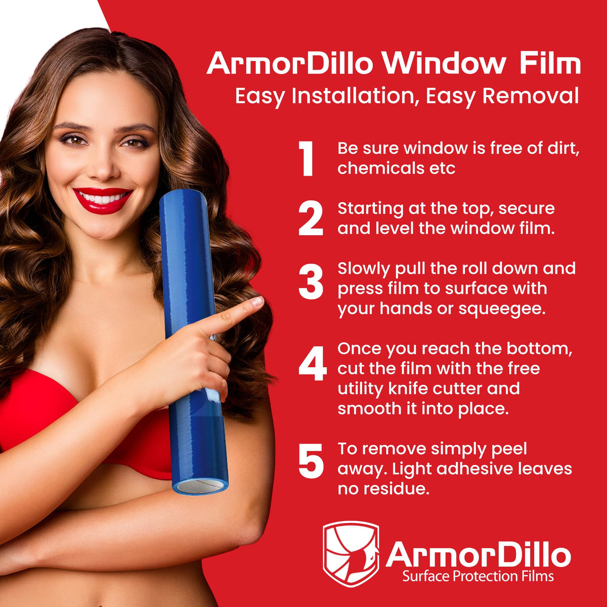 ArmorDillo blue window film enabling quick cuts for paint jobs.