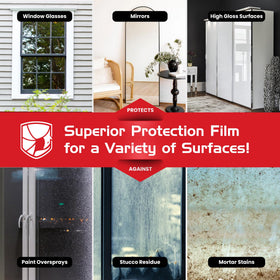 ArmorDillo temporary masking film shielding windows during renovation.