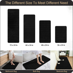 AROGAN 24x60 inch black runner shown in a modern bathroom.